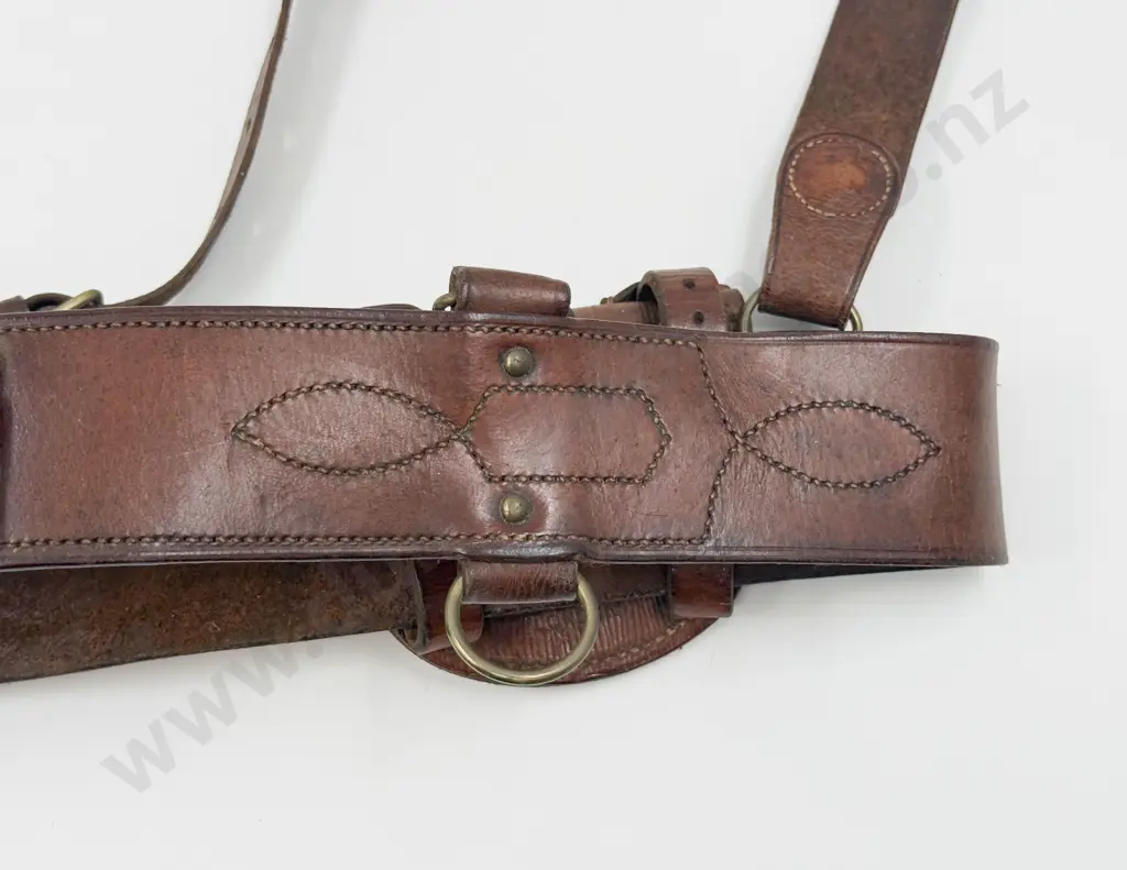 WWI Officers 'Sam Browne' Leather Belt with Attached Pouch Image 1++