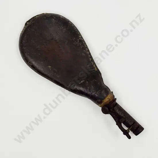 C19th Leather Powder Flask