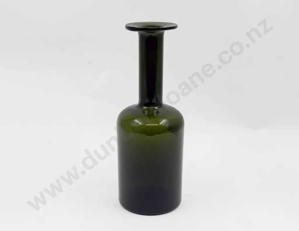 C1970's Otto Brauer for Holmegaard Art Glass Bottle Green Vase Image 1++