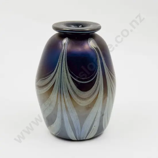 Studio Overlaid Swirl on Iridescent Glass Specimen Vase