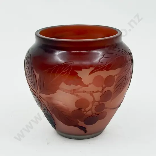 Galle France Cameo on Peach Ground Glass Posy Vase