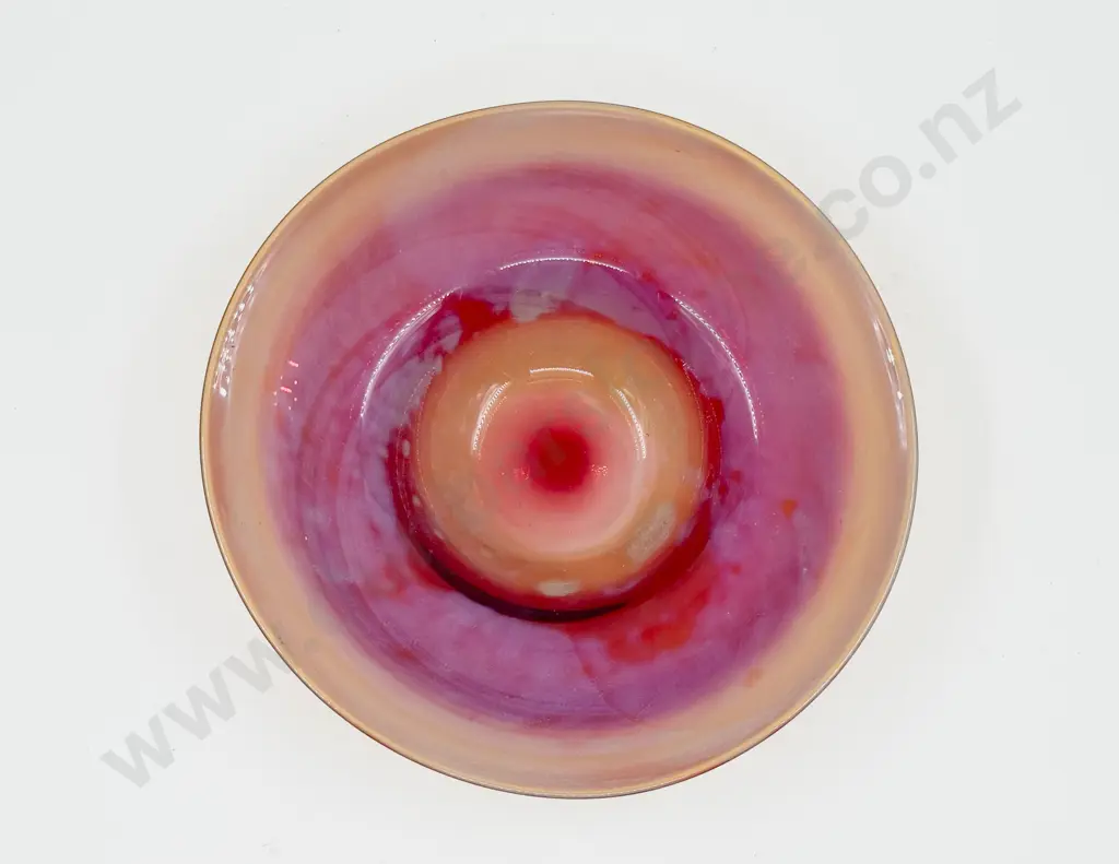 Studio Glass Amber/Red to Iridescent Roundel Table Bowl Image 1++