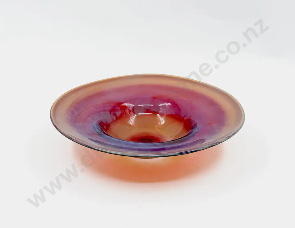 Studio Glass Amber/Red to Iridescent Roundel Table Bowl Image 1++