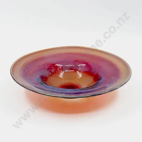 Studio Glass Amber/Red to Iridescent Roundel Table Bowl