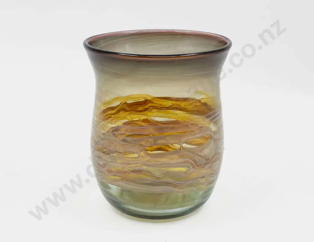 Studio Glass Vertical Trailing Tinted Smokey Glass Vase Image 1++