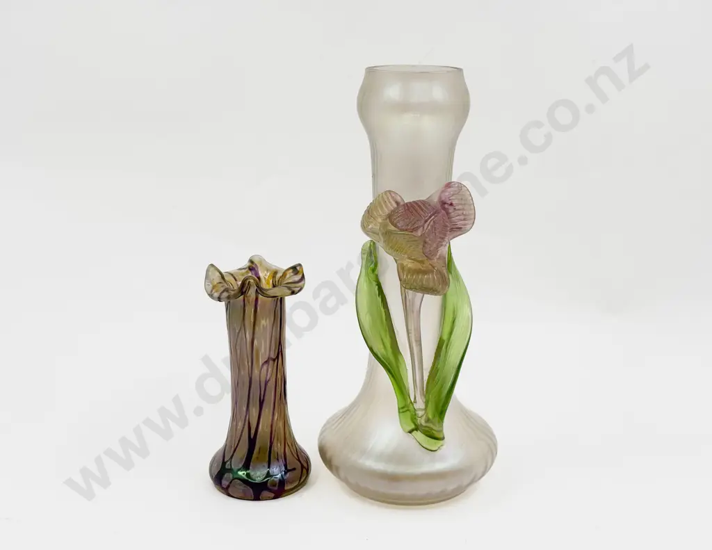 Art Nouveau Glass Trails on Iridescent Glass Posy Vase Image 1++