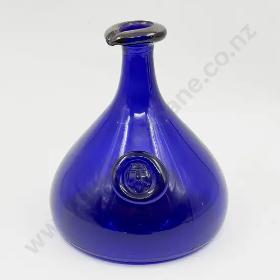 Holmegaard Heavy Bristol Blue Glass Carafe with Viking Seal