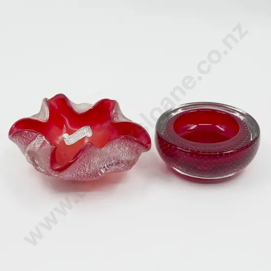 Two Murano Red and Ruby Red Table Dishes