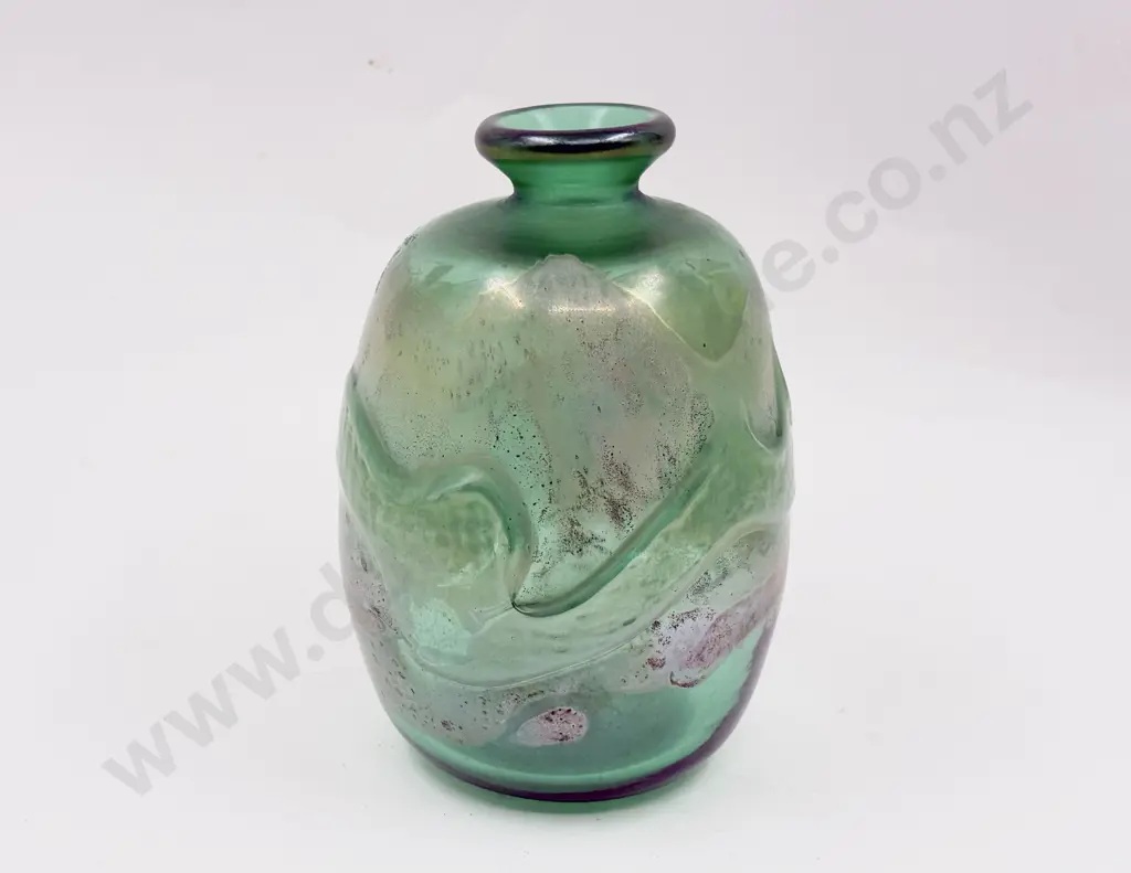 Modern Studio Lustrous Sea Green Swirling Specimen Vase Image 1++