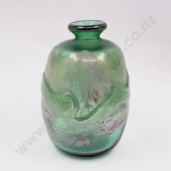 Modern Studio Lustrous Sea Green Swirling Specimen Vase