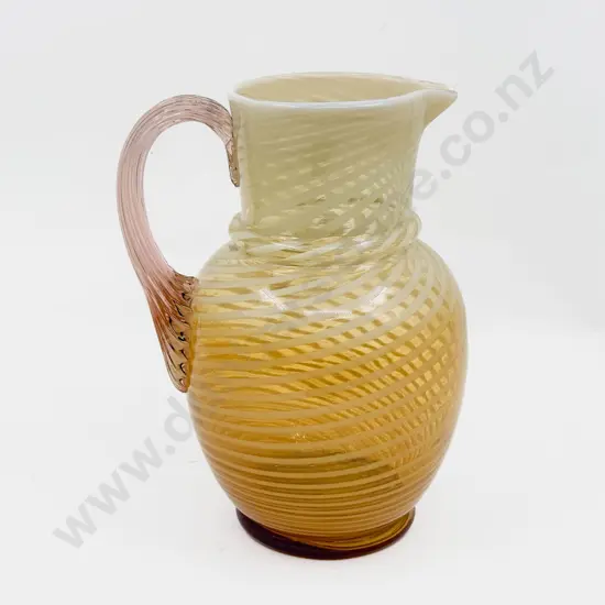 Early C20th Tinted Amber to Cream Swirling Trail Ewer