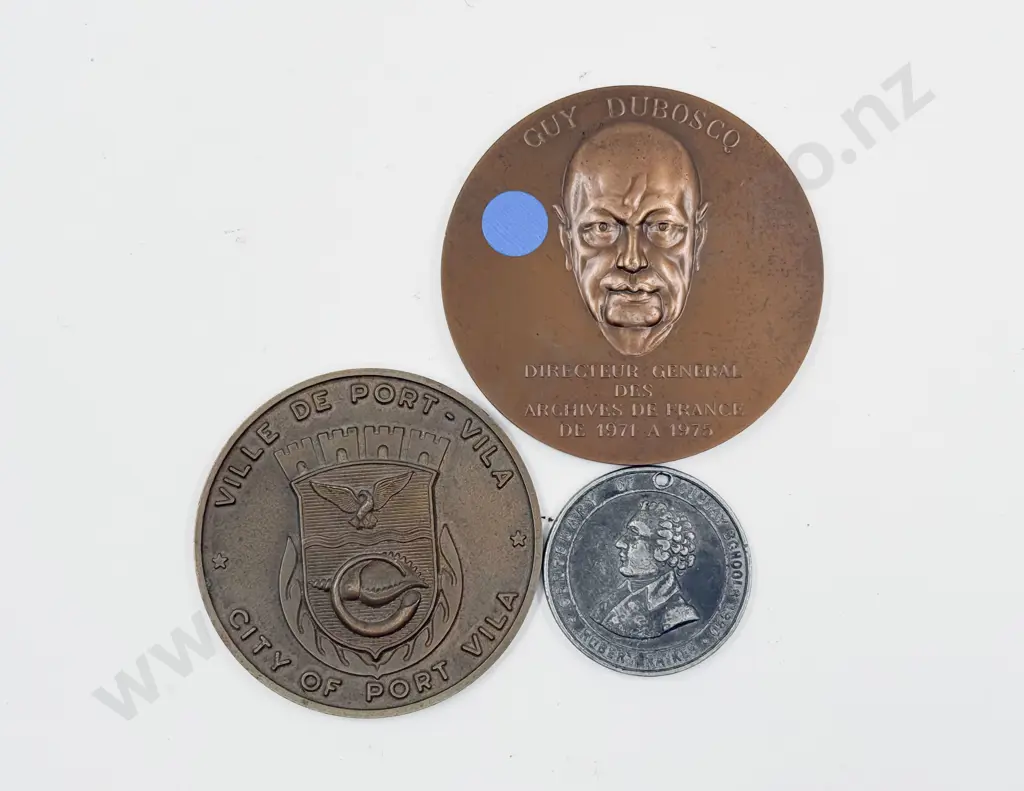 Two Bronze Medallions and White Metal Commemorative Sunday Schools 1880 Image 1++