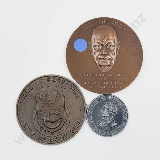 Two Bronze Medallions and White Metal Commemorative Sunday Schools 1880