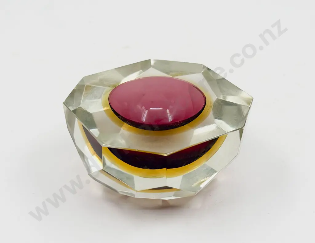 C1960's Murano Glass Mandruzzato Sommerso Diamond Faceted Bowl Image 1++