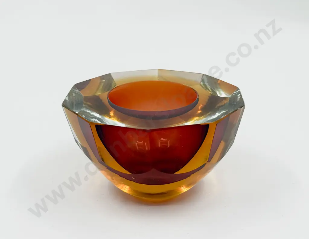 C1960's Murano Glass Mandruzzato Sommerso Diamond Faceted Bowl Image 1++