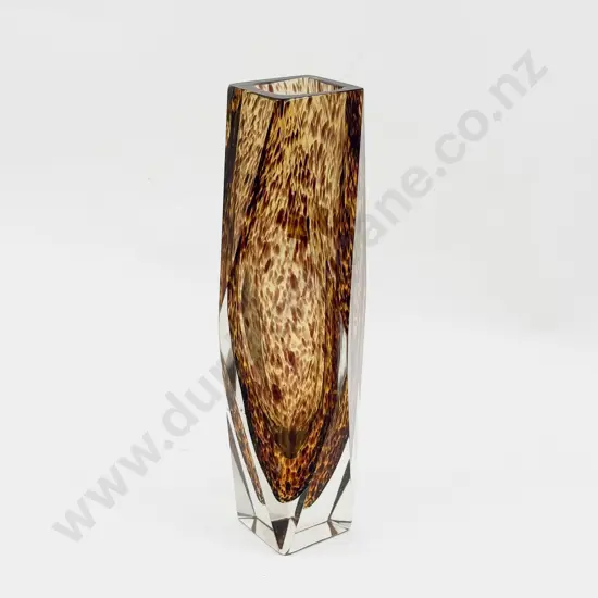 C1960's Murano Glass Mandruzzato Sommerso Faceted Vase