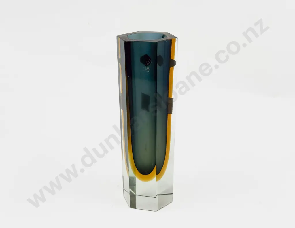 C1960's Murano Glass Mandruzzato Sommerso Faceted Vase Image 1++