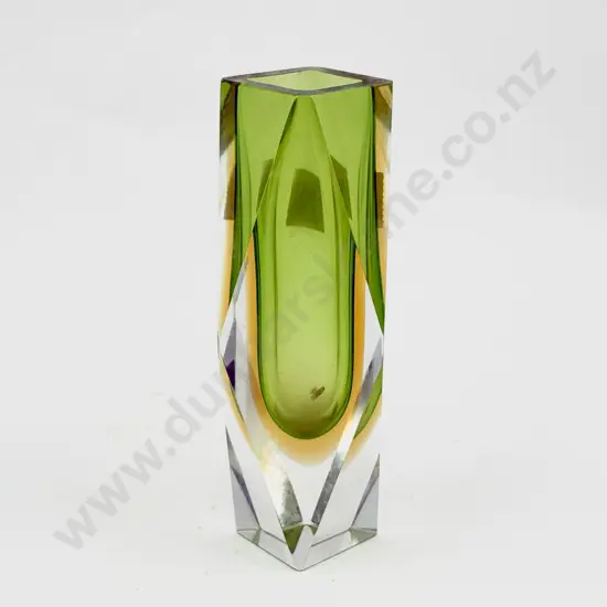 C1960's Murano Glass Mandruzzato Sommerso Faceted Vase