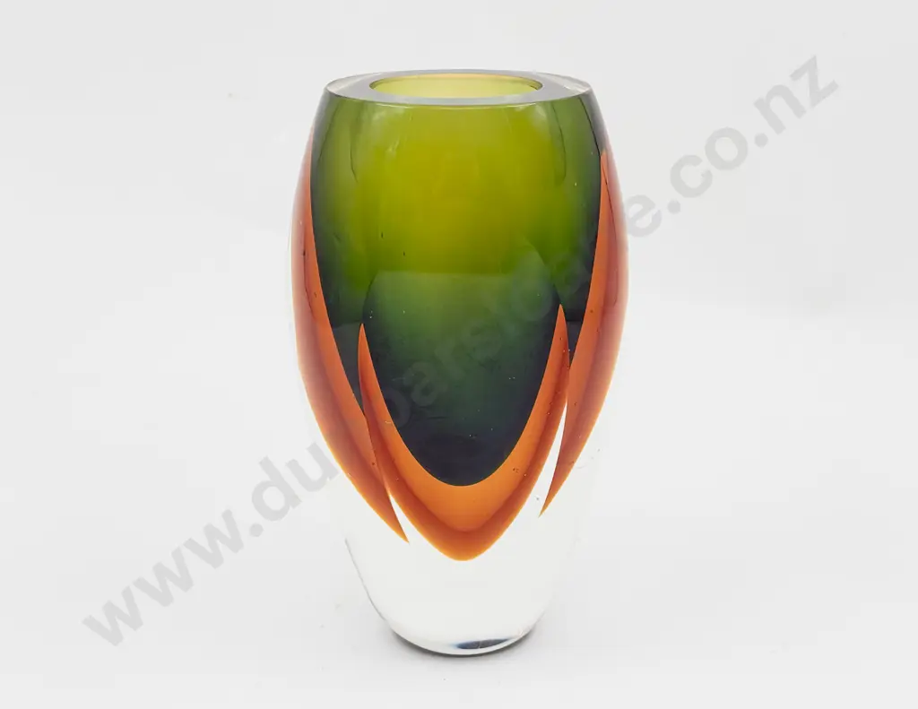 C1960's Murano Heavy Glass Mandruzzato Sommerso Faceted Vase Image 1++