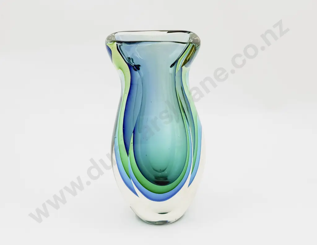 C1960's Murano Heavy Glass Mandruzzato Sommerso Faceted Vase Image 1++