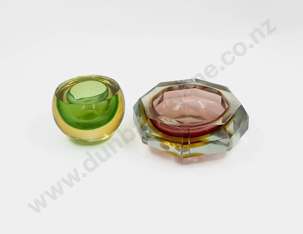 C1960's Murano Glass Mandruzzato Sommerso Faceted Dish Image 1++