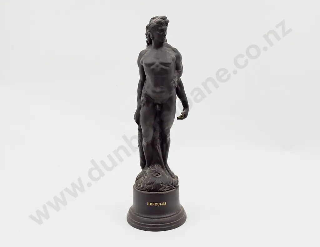 Wedgewood Black Basalt Hercules Figure with Packing Box Image 1++