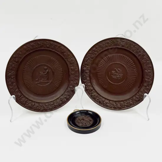 Pair C19th Brown Basalt Cabinet Plates