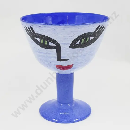 Kosta Boda Sweden Ulrica Hydman Vallien Blue Glass Open Minds Goblet