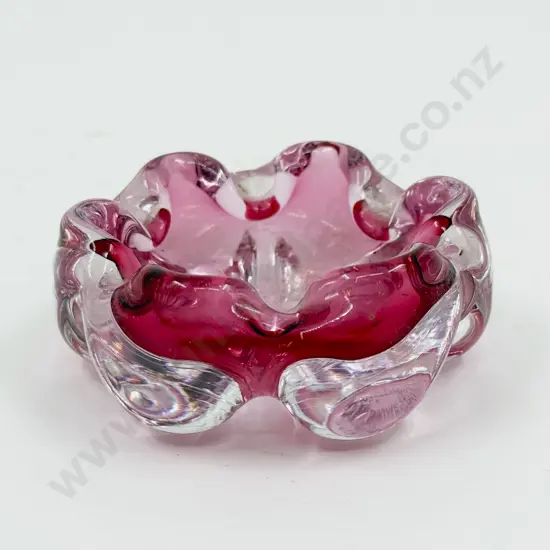 Afors Art Glass Ashtray Bowl Signed Bosse Rubin Afors Sweden