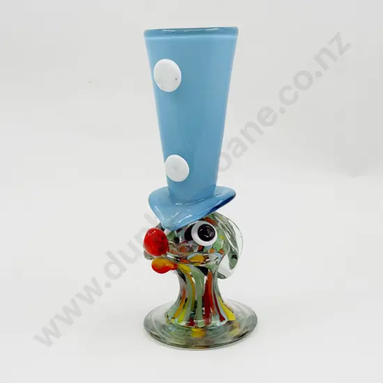 Mid C20th Murano Glass Novelty Dog with Oversized Top-Hat Form Vase