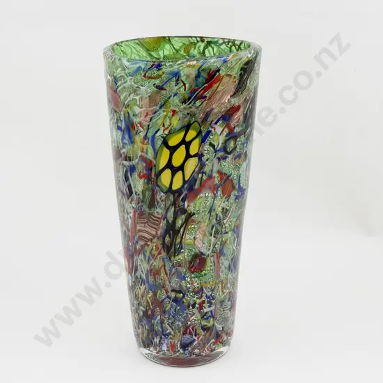 Mid C20th Murano Encased Millerighe Heavy Trumpet Vase