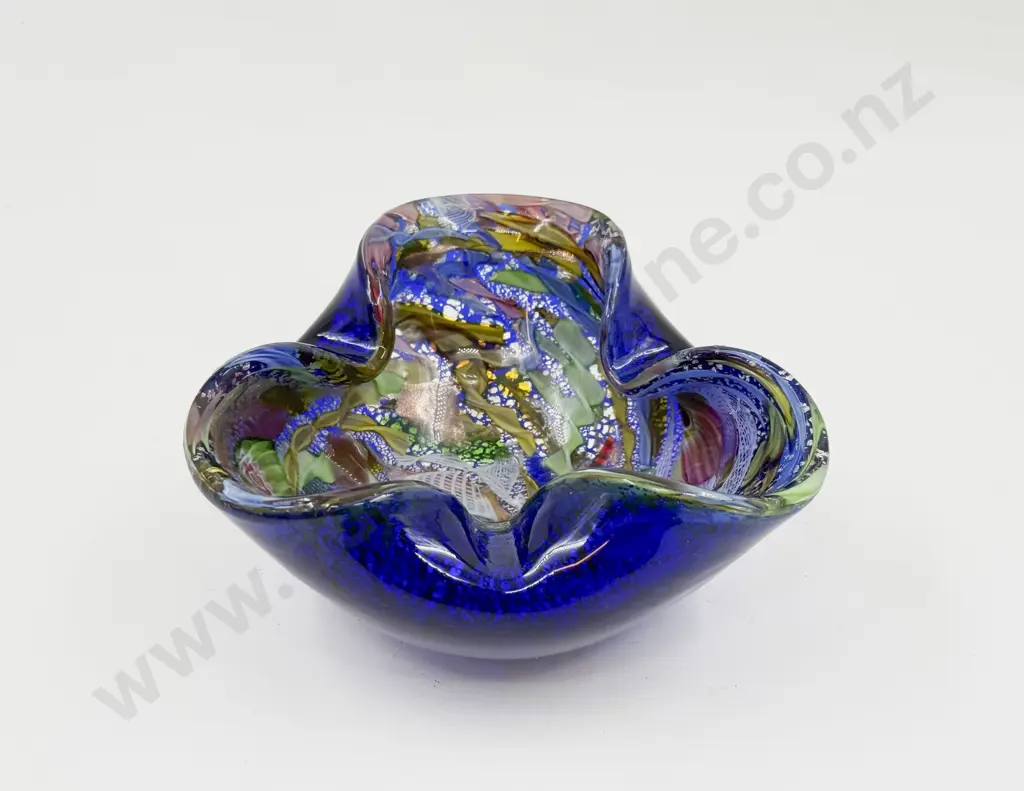 Mid C20th Murano Encased Millefiori Caned Triple Lipped Dish Image 1++