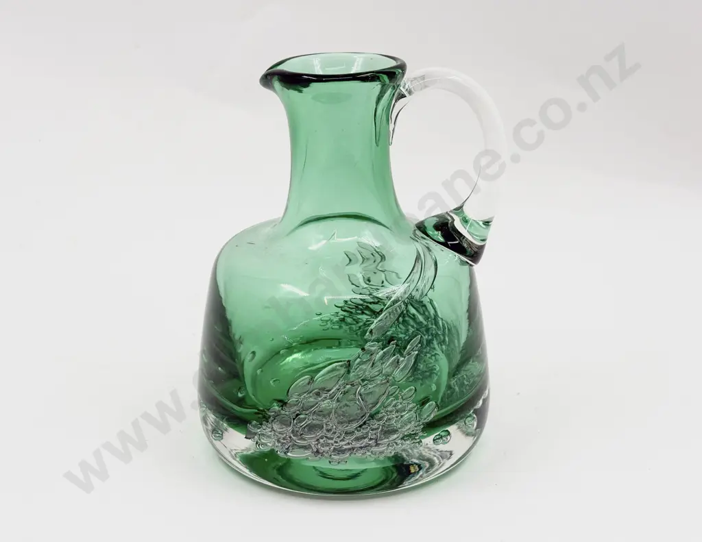 Whitefriars Encased Bottle Green Bubble Glass Ewer Image 1++
