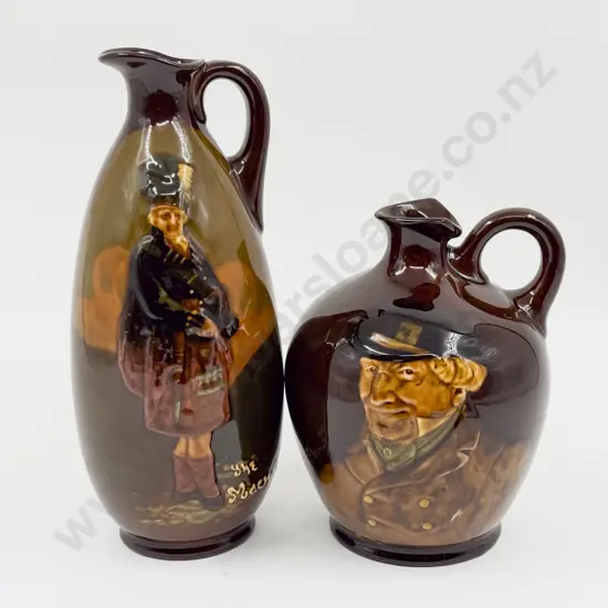 Two Royal Doulton for Dewar's Whisky Decanters The McNab and The Huntsman No Stoppers