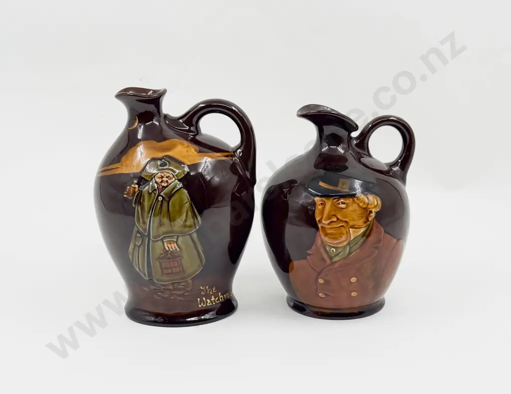 Two Royal Doulton for Dewar's Whiskey Decanters The Watchman and The Huntsman No Stoppers Image 1++