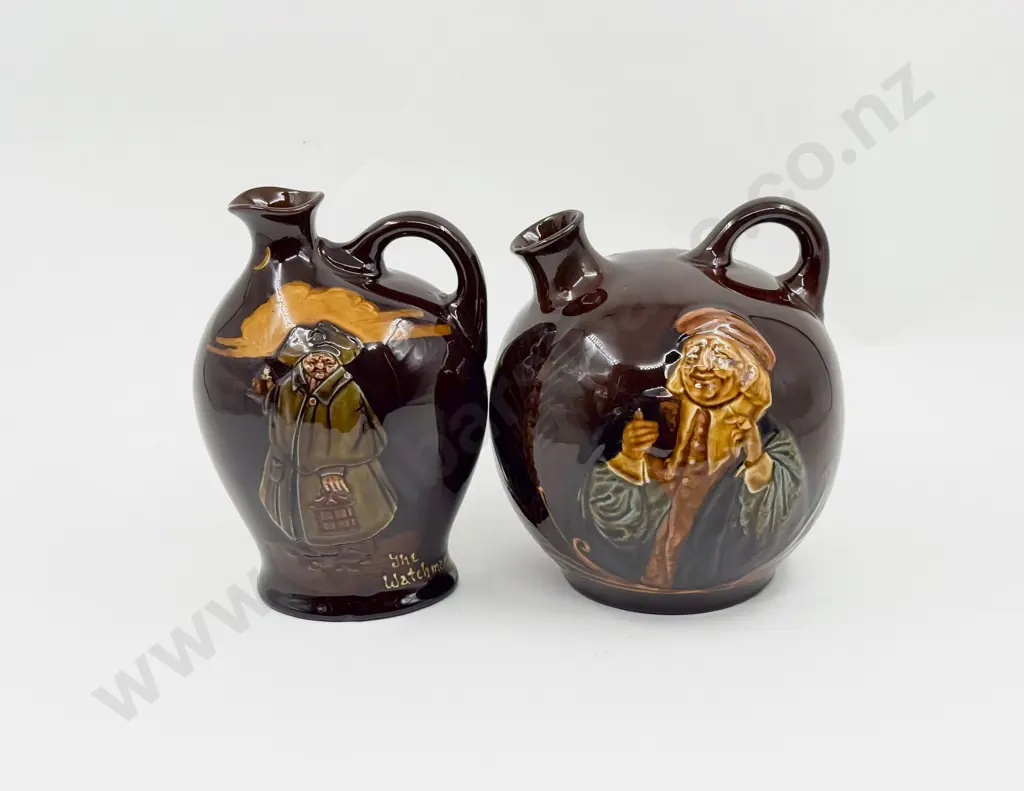 Two Royal Doulton for Dewar's Whiskey Decanters The Watchman and John Barleycorn No Stoppers Image 1++