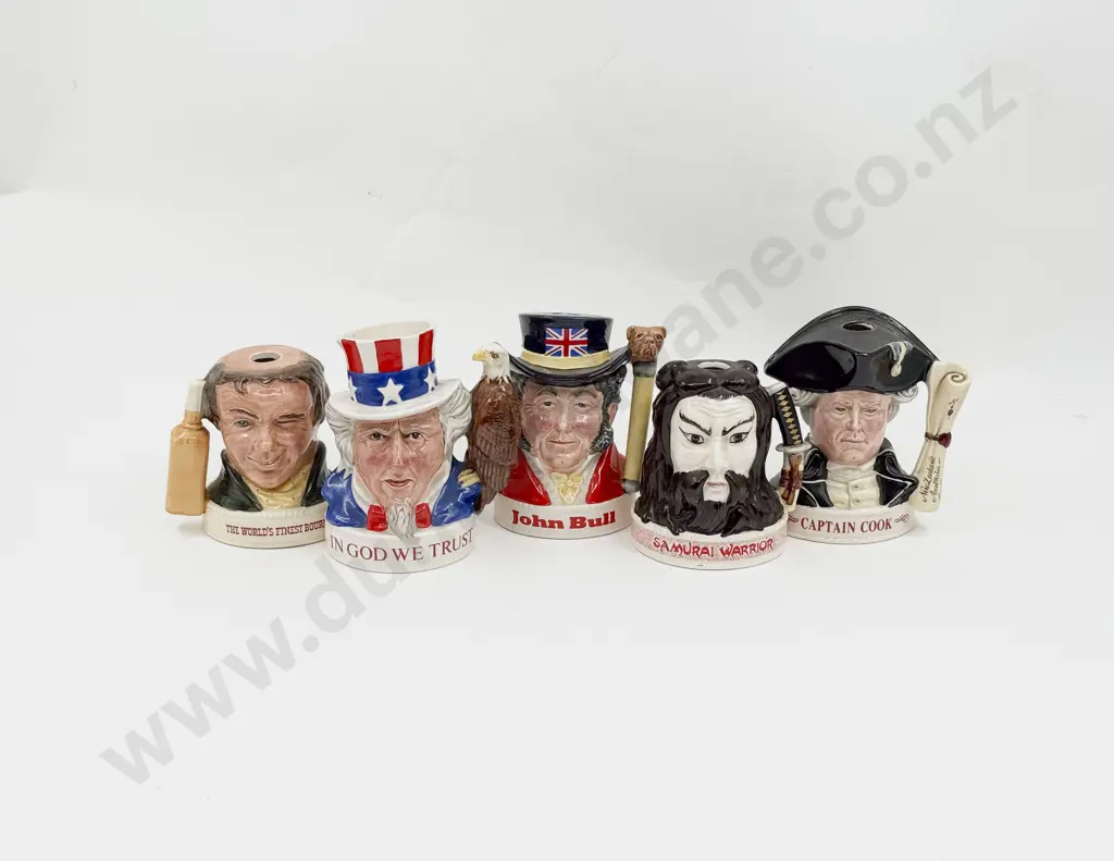 Five Royal Doulton Jim Bean Medium Character Mugs Image 1++