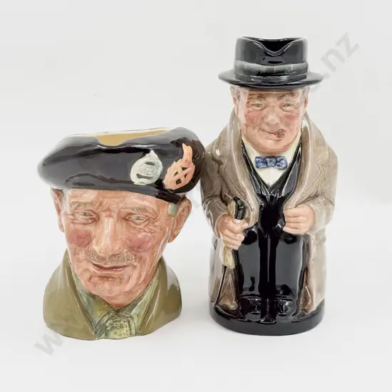 Royal Doulton Toby Jug Winston Churchill and Large Character Jug Monty