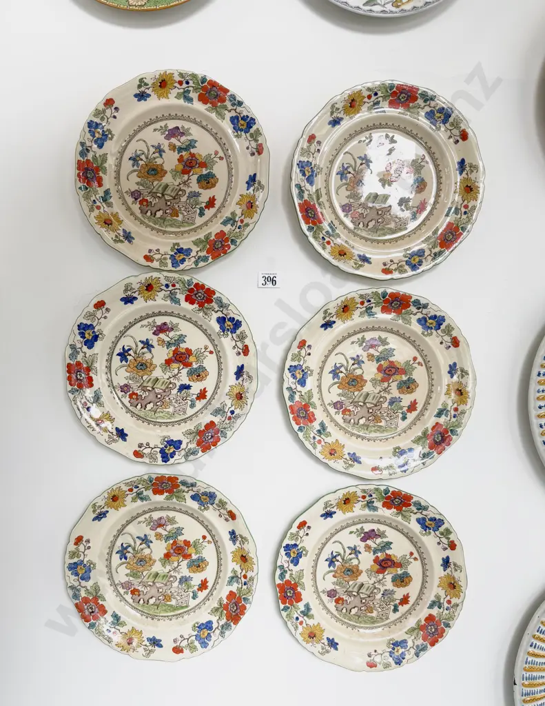 Set of Six Masons Ironstone Wall Mounted Entree Plates Image 1++
