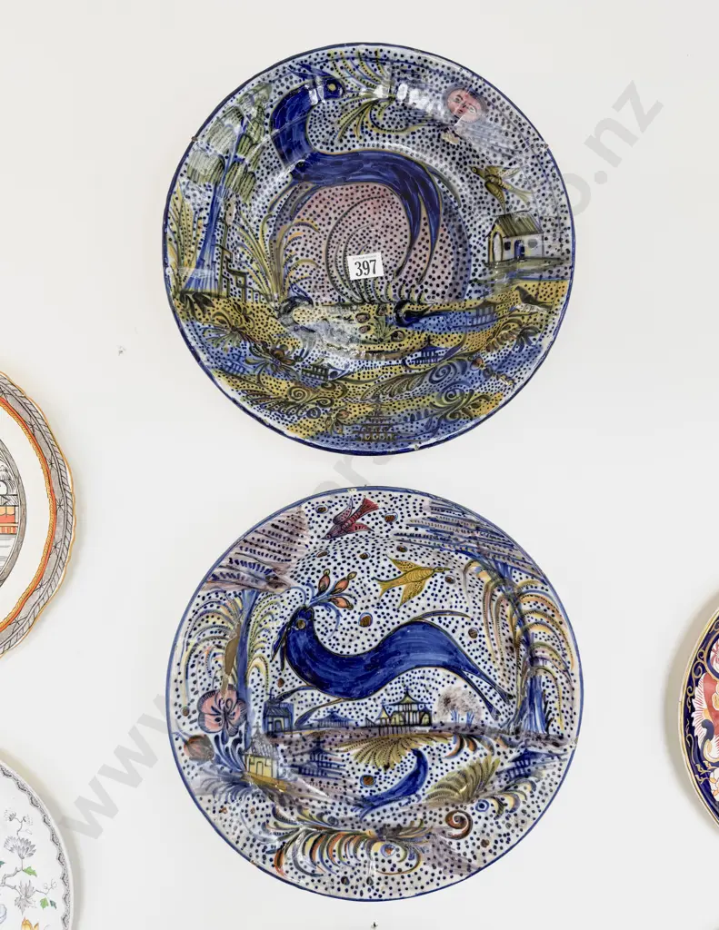 Two Early C20th European Wall Mounted Faience Chargers Image 1++