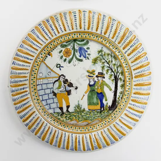 Pair Early Italian Caffagiolo Majolica Chargers