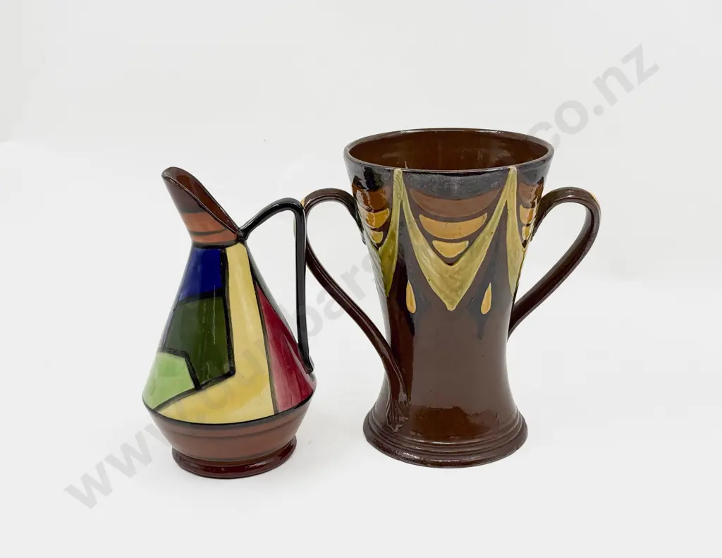 C1890 Art Nouveau Watkin Pottery Handled Vase Image 1++