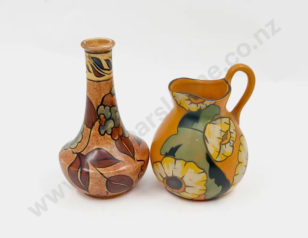 Art Deco Chameleon Ware Hand-Painted Specimen Vase & Other Image 1++