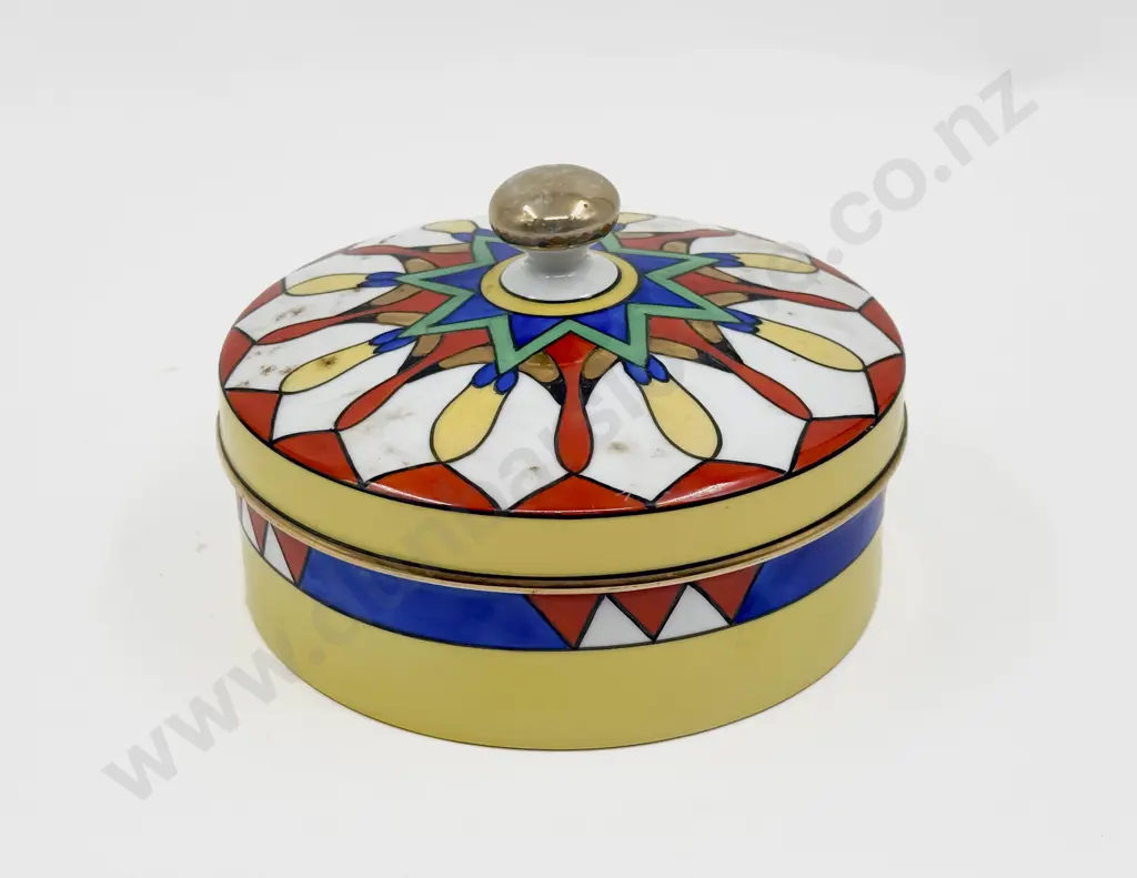 Art Deco (french)  Hand-Painted China Powder Bowl Image 1++