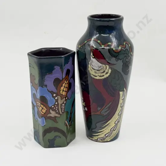 Two Art Deco Decoro Hand Painted Vases