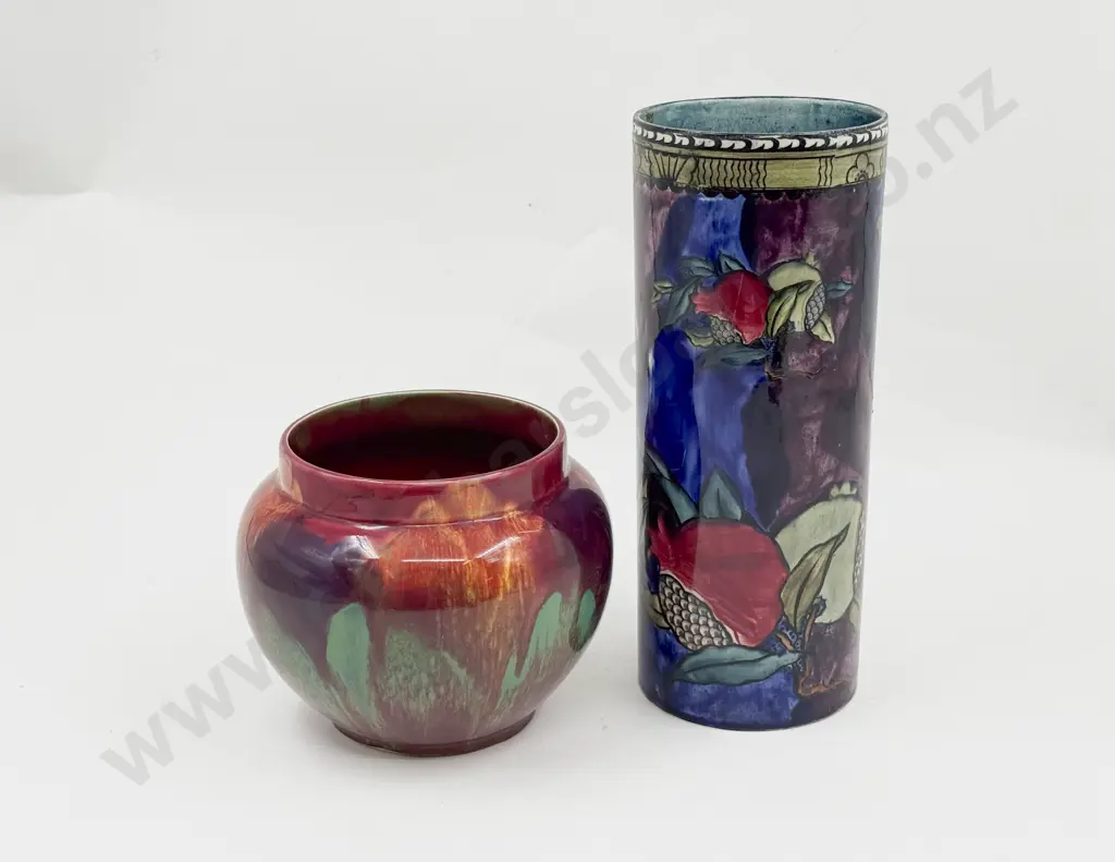 Art Deco Empire Ware Rose Vase and Rubens Ware Pomegranate Pattern Brush Vase Image 1++
