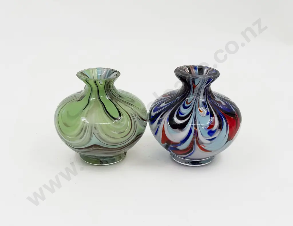 Pair Murano Encased Swirling Glass Specimen Pots Image 1++