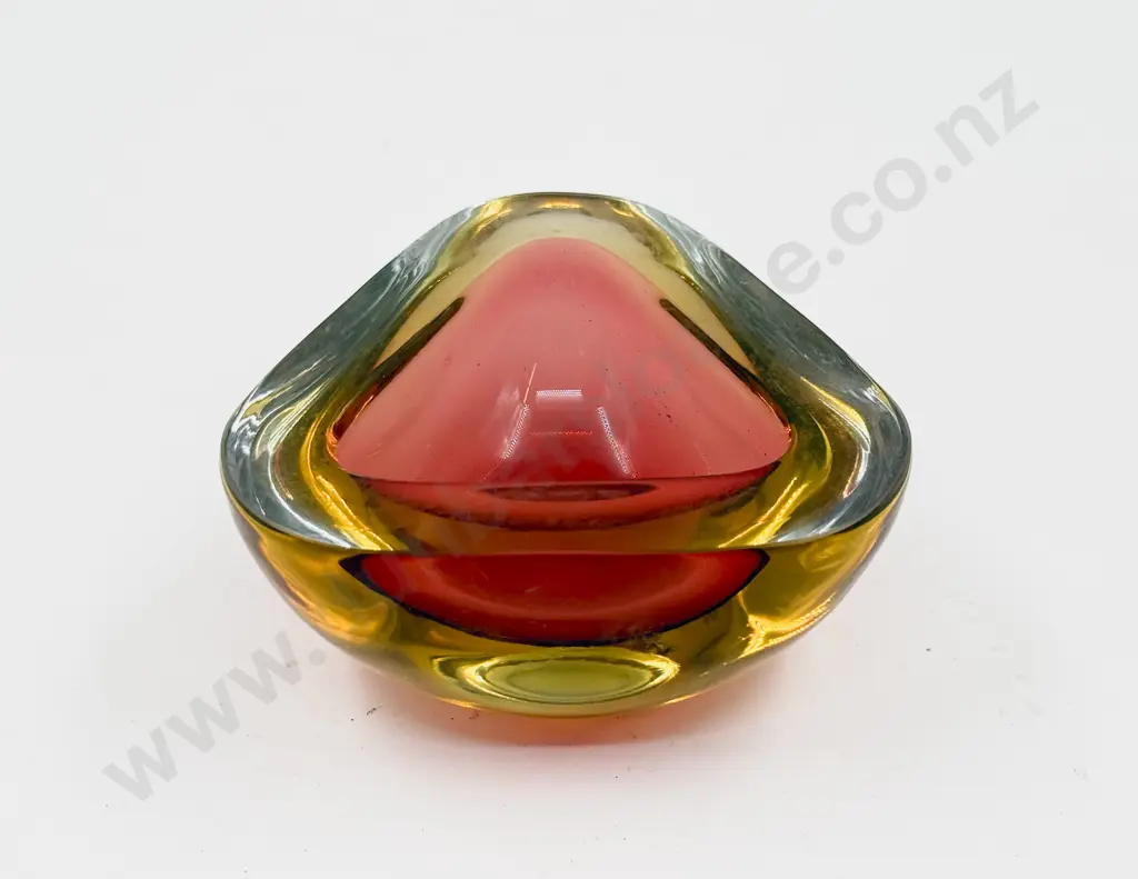 Murano Encased Glass Triangular Form Dish Image 1++