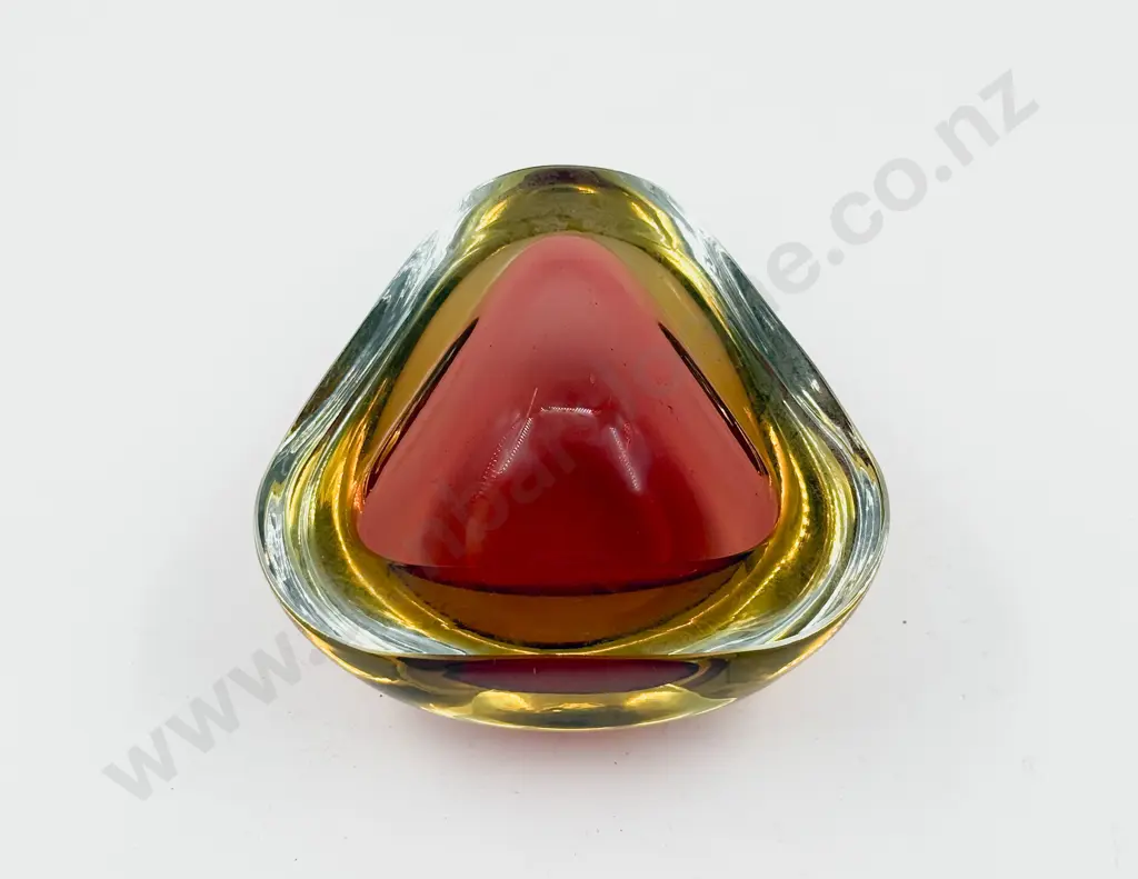 Murano Encased Glass Triangular Form Dish Image 1++