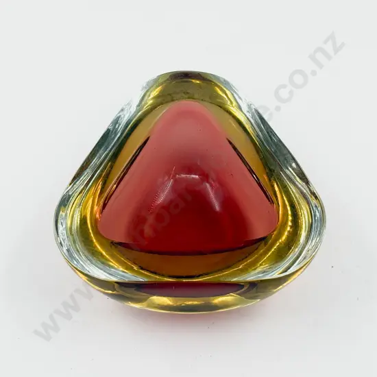 Murano Encased Glass Triangular Form Dish
